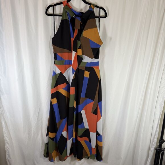 Tahari Arthur S Levine Maxi Dress Women's 8 Black Color Block High Neck Sleevlss - Picture 9 of 13